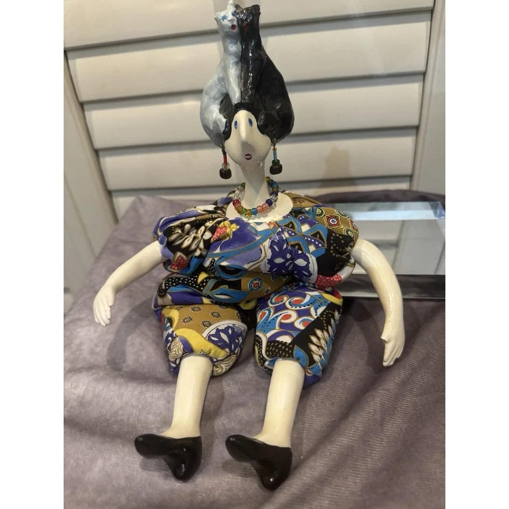 Cerri Art Poupee Millet Bean Bag‎ Handmade Doll France Vintage CATS 17